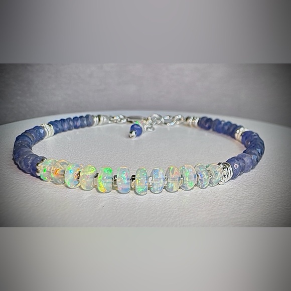New  AAA Tanzanite & Ethiopian Welo Opal Bracelet — Sterling Silver - Picture 3 of 8